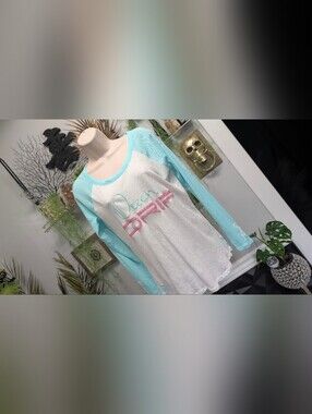 Ocean Drip Pink Glitter Baseball Top SM-MD NWT